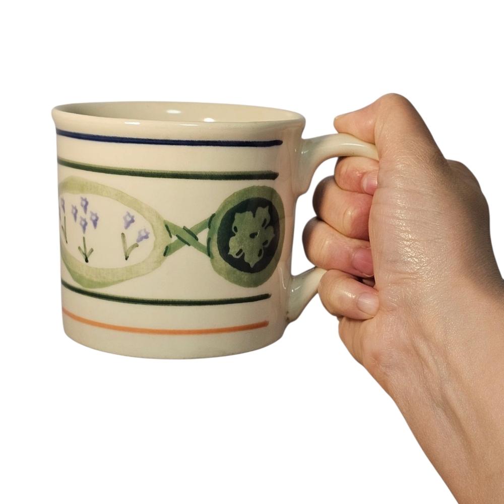 VTG Rare Hartstone Pottery Mount Vernon Herb 14oz Floral Stoneware Coffee Mug
